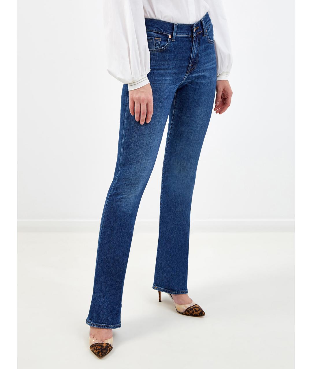 7 FOR ALL MANKIND Синие хлопковые джинсы клеш, фото 3