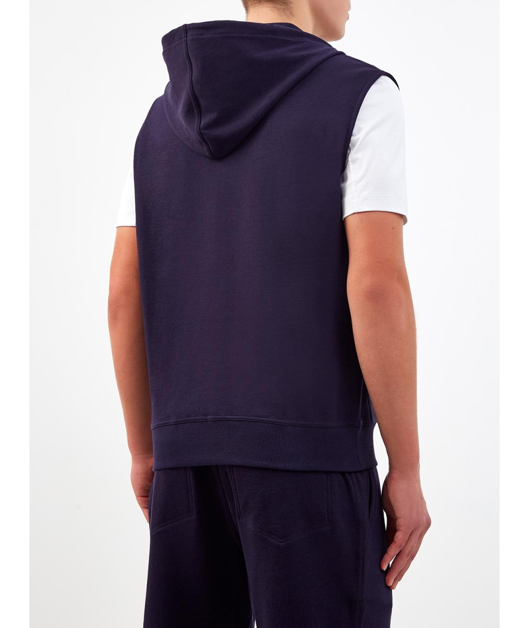 BRUNELLO CUCINELLI Синяя хлопковая жилетка, фото 4
