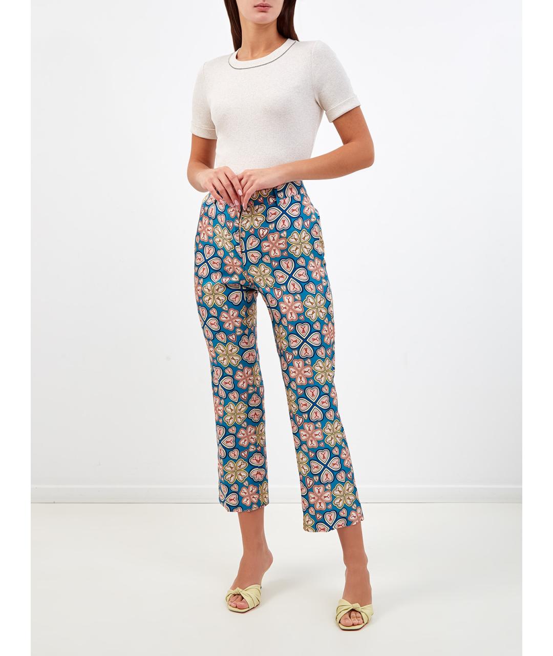 ETRO Мульти шелковые прямые брюки, фото 2