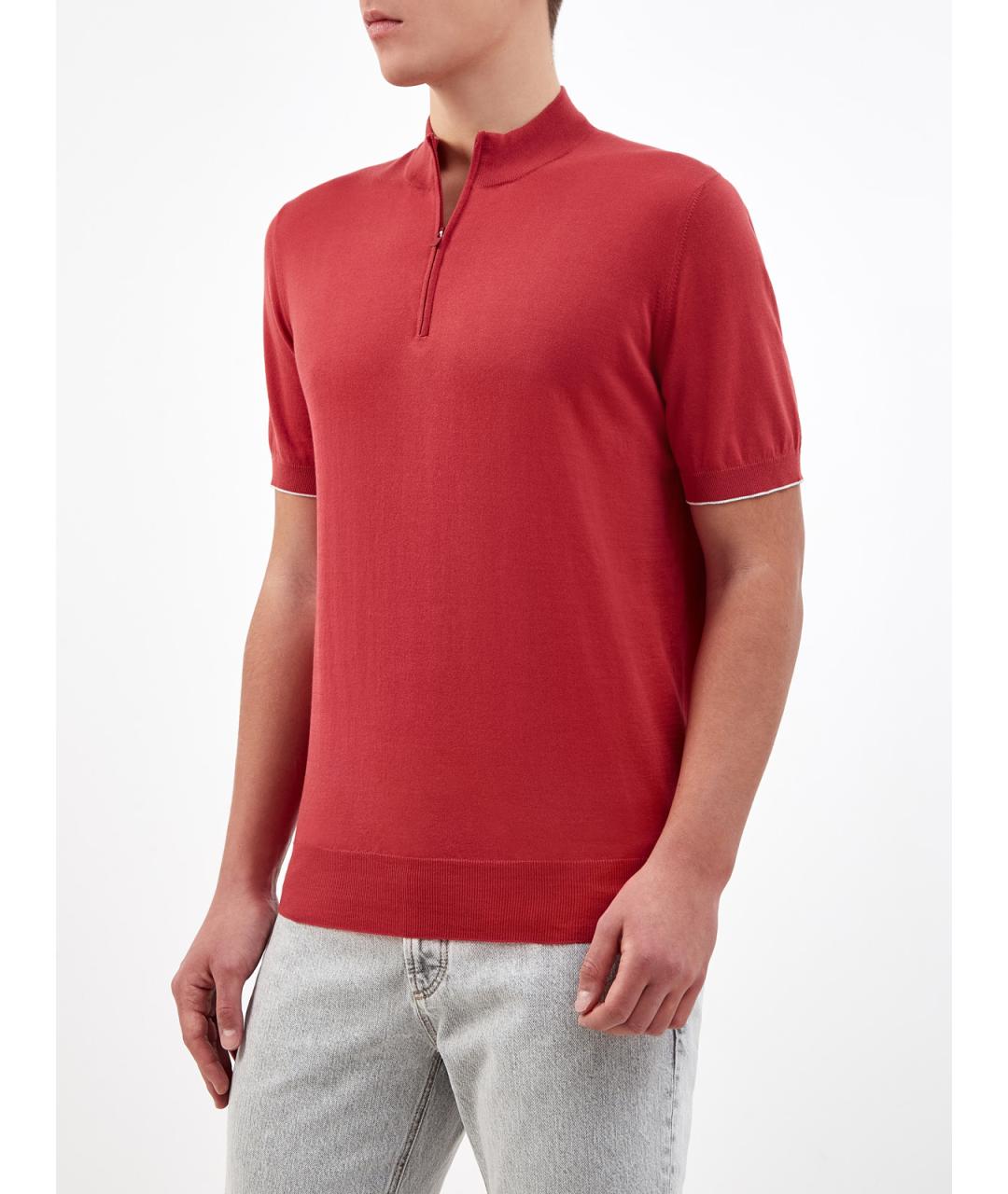 BRUNELLO CUCINELLI Красный хлопковый джемпер / свитер, фото 3