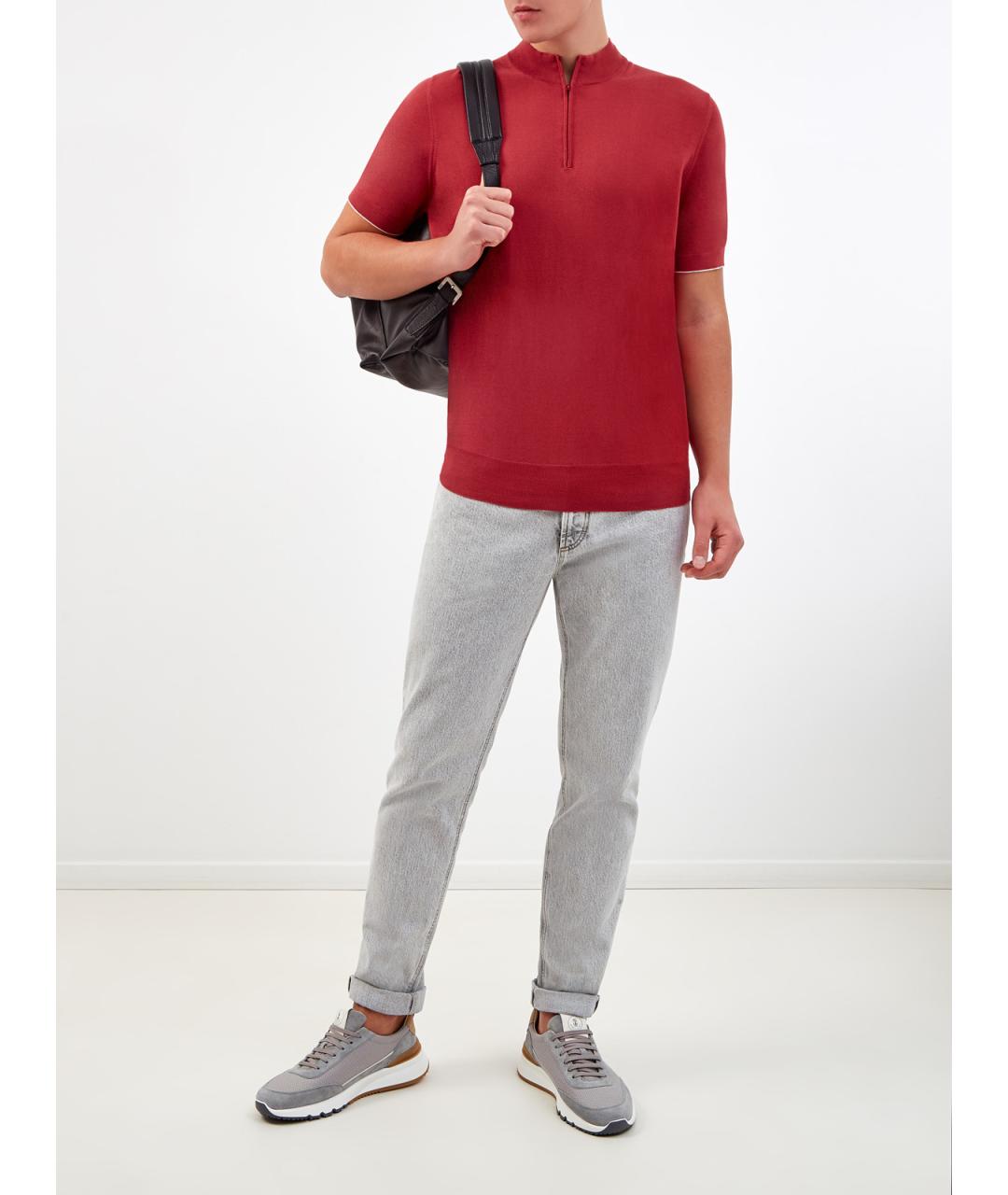 BRUNELLO CUCINELLI Красный хлопковый джемпер / свитер, фото 2