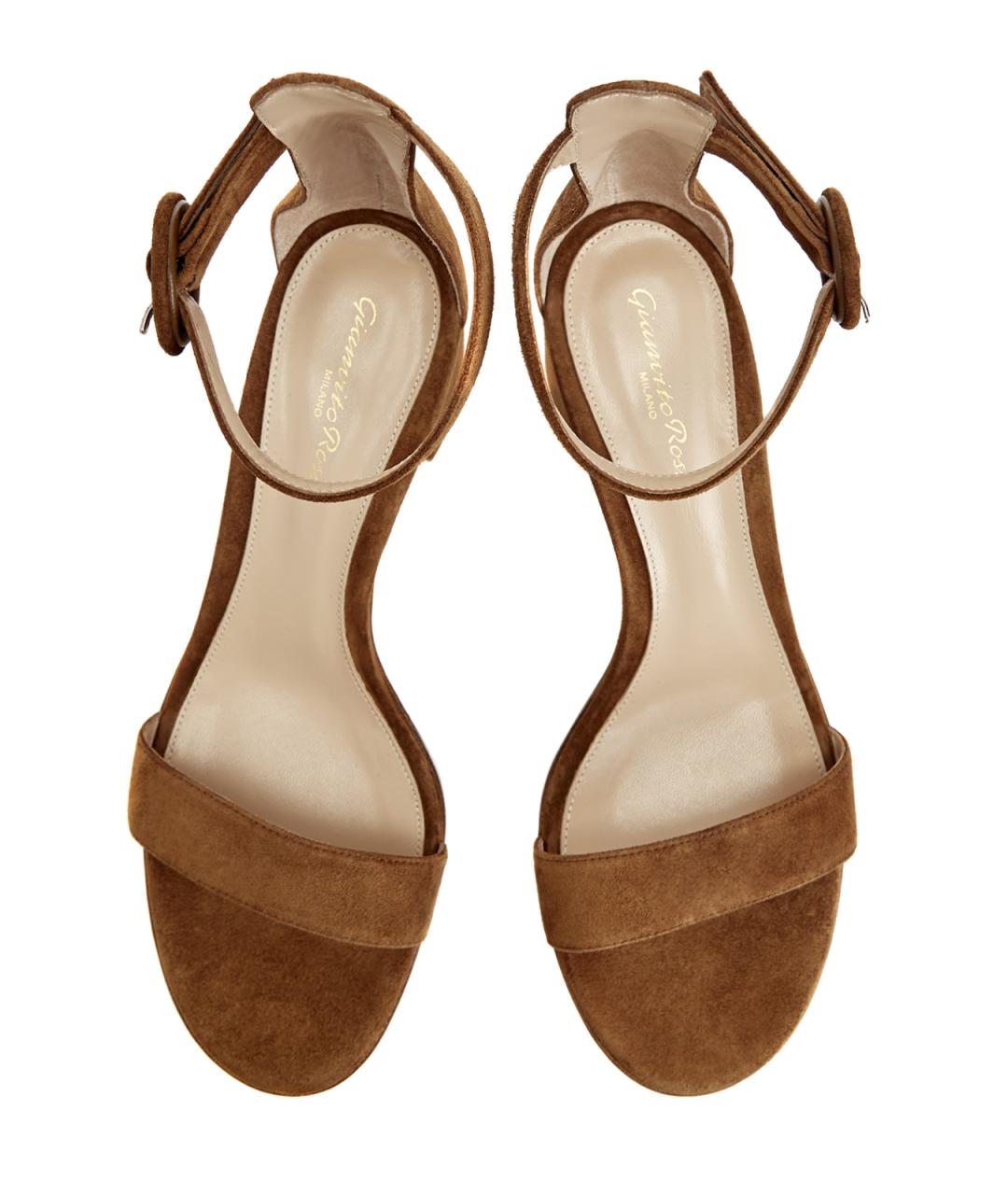 GIANVITO ROSSI Коричневые замшевые босоножки, фото 4