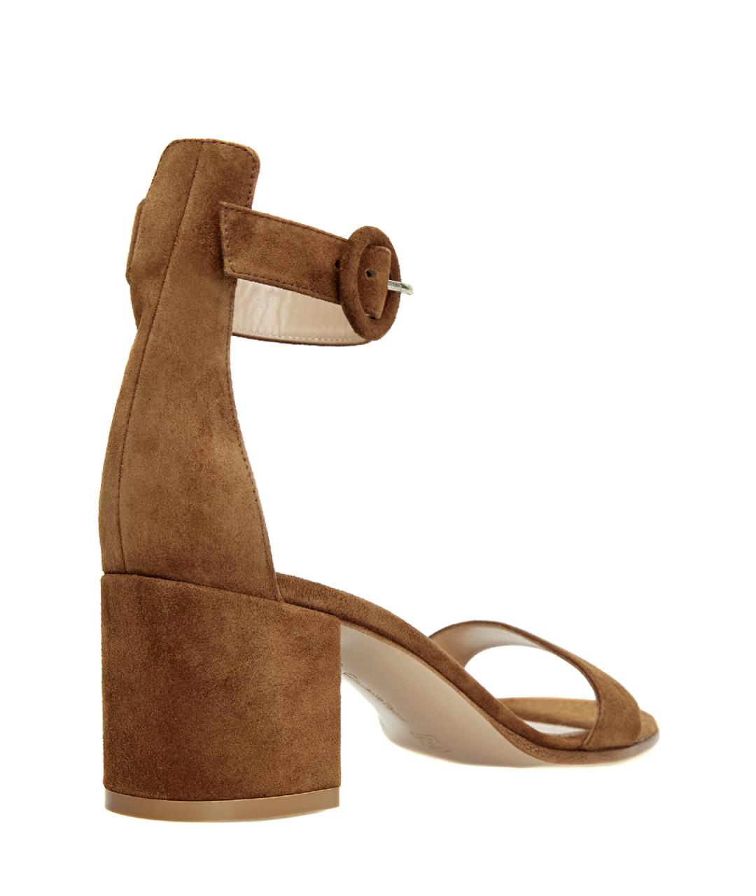 GIANVITO ROSSI Коричневые замшевые босоножки, фото 3