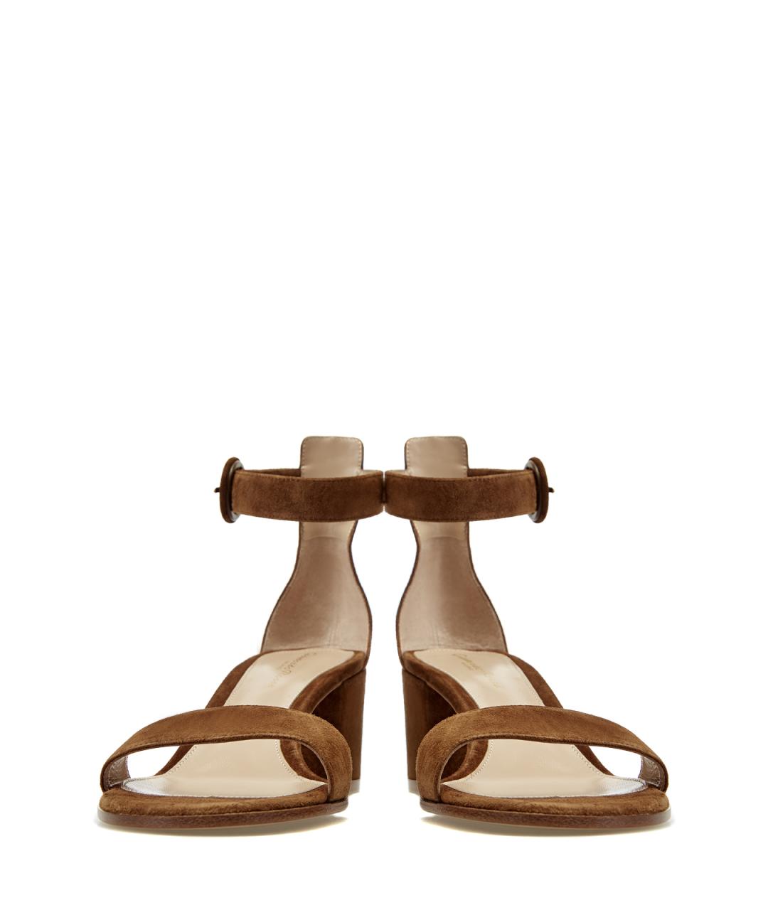 GIANVITO ROSSI Коричневые замшевые босоножки, фото 5
