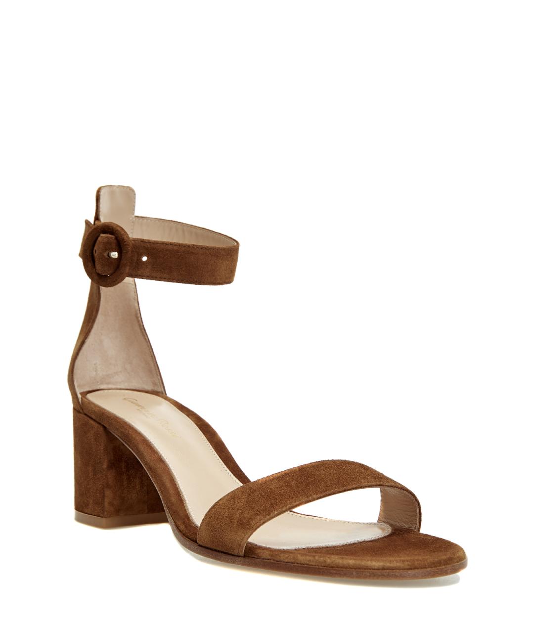 GIANVITO ROSSI Коричневые замшевые босоножки, фото 2