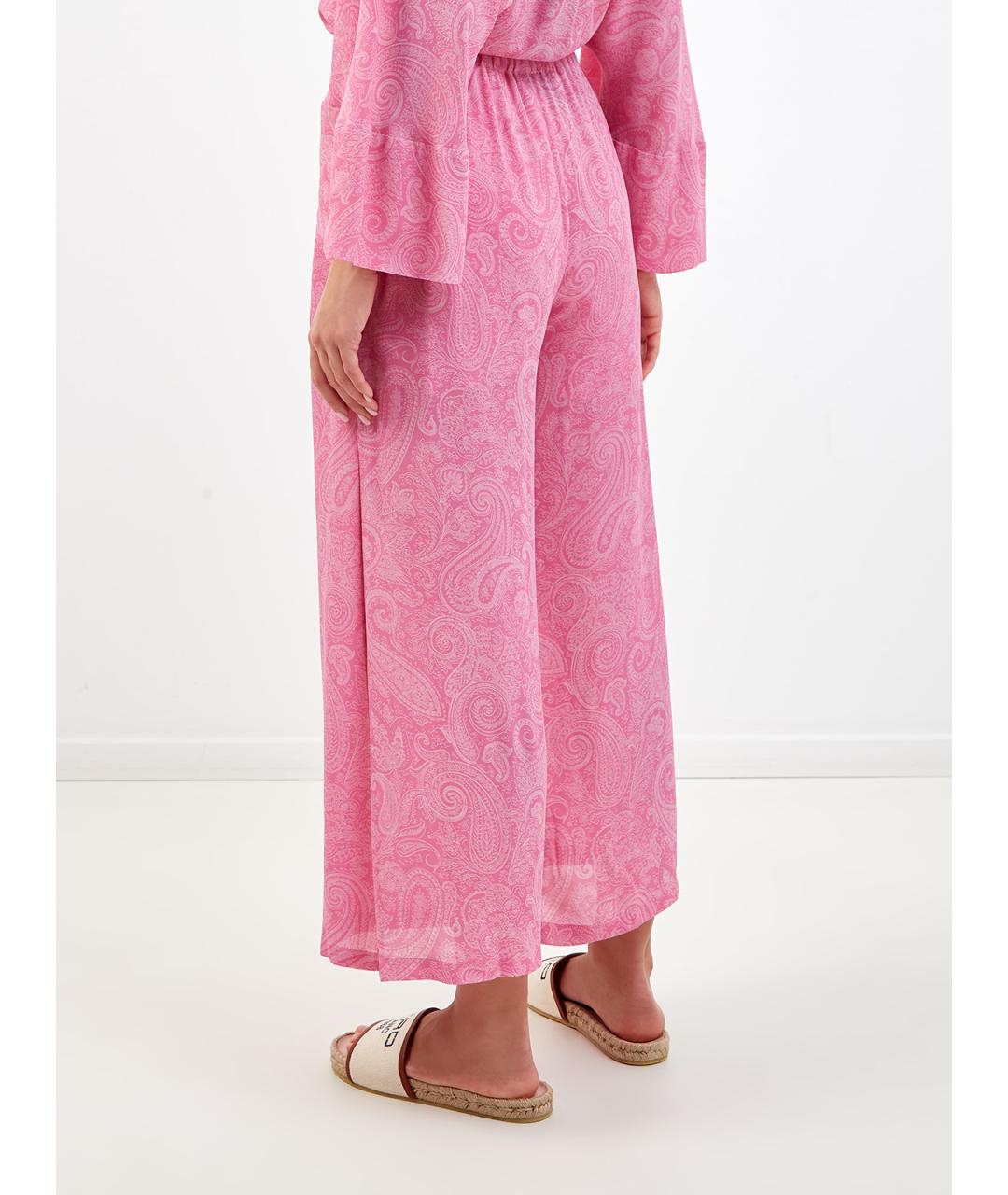 ETRO Розовые вискозные прямые брюки, фото 4