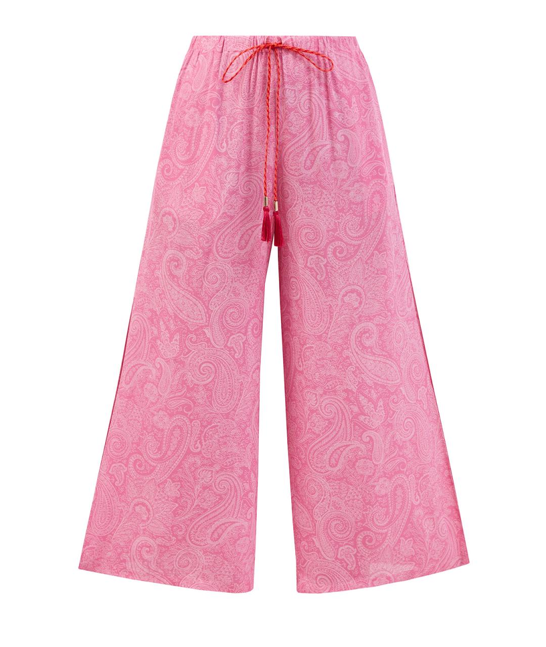 ETRO Розовые вискозные прямые брюки, фото 1