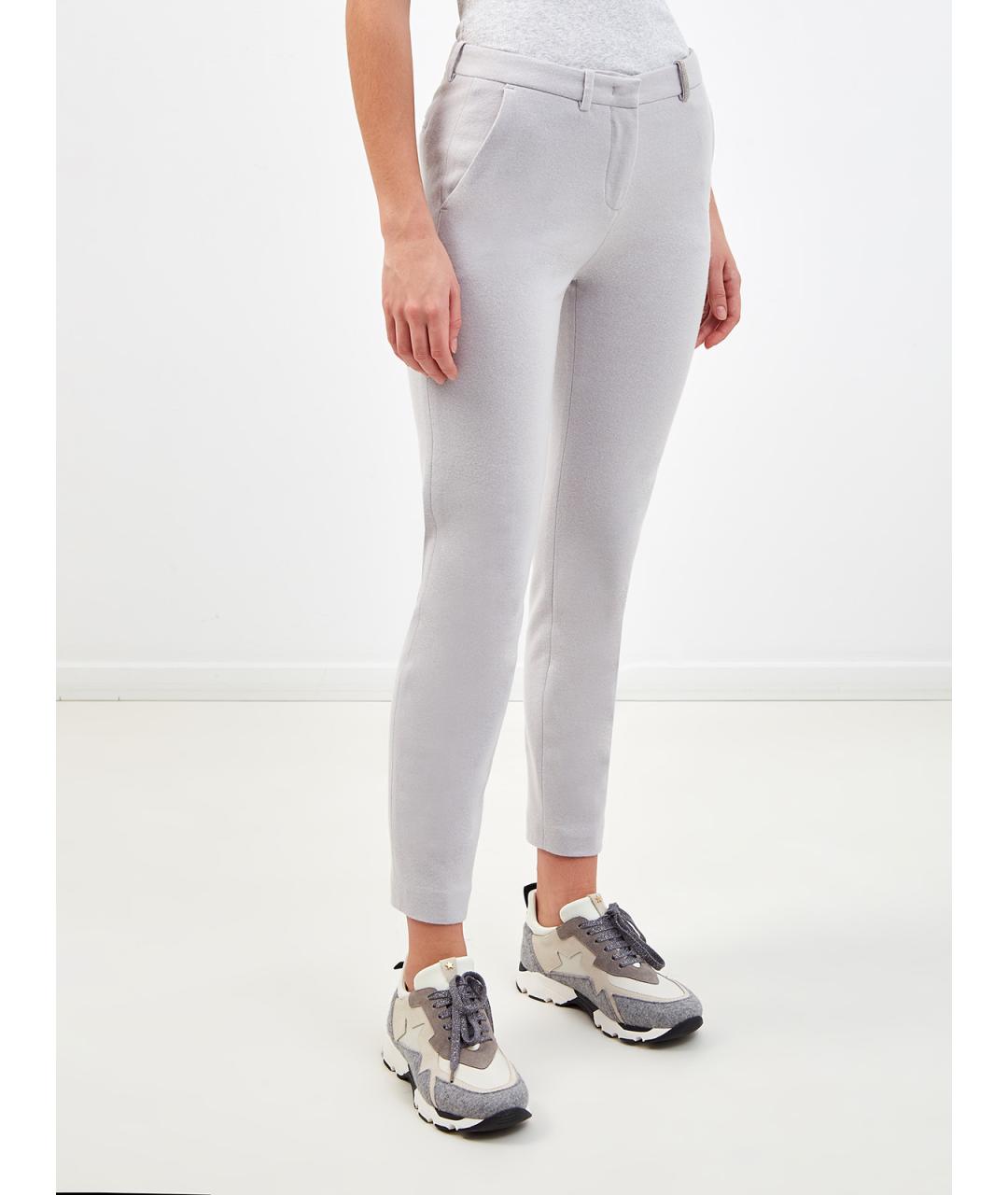 FABIANA FILIPPI Серые шерстяные прямые брюки, фото 3