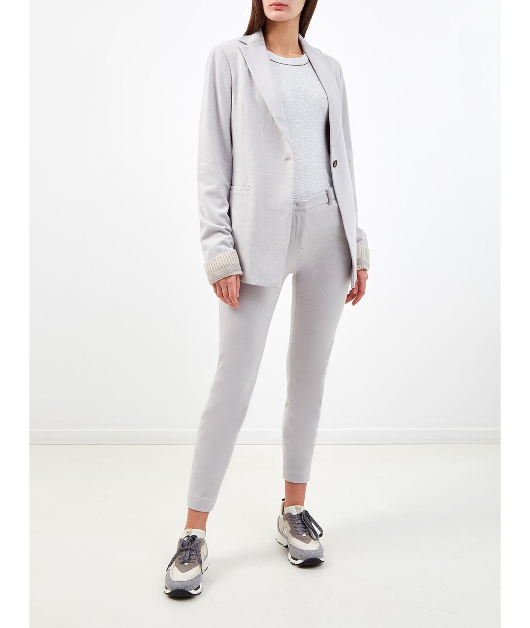 FABIANA FILIPPI Серые шерстяные прямые брюки, фото 2