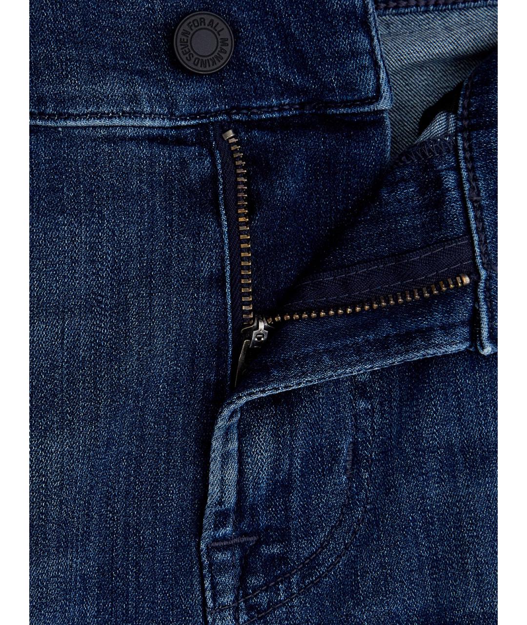 7 FOR ALL MANKIND Синие хлопковые прямые джинсы, фото 6