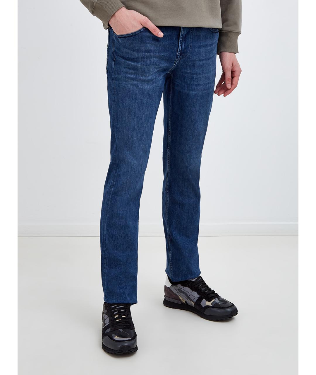 7 FOR ALL MANKIND Синие хлопковые прямые джинсы, фото 3