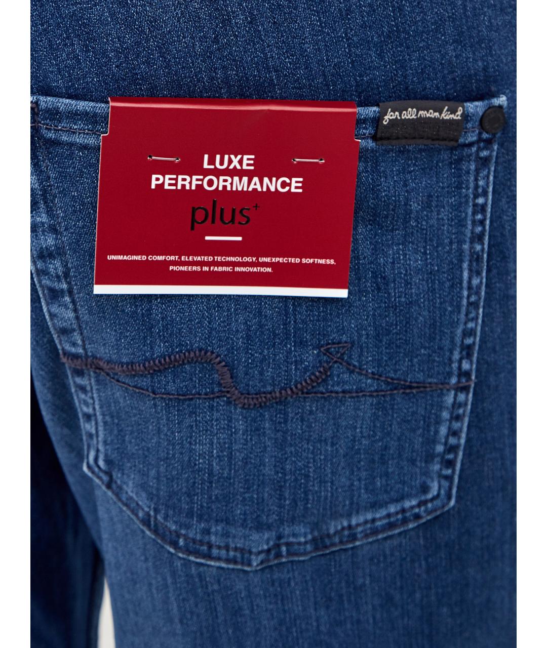 7 FOR ALL MANKIND Синие хлопковые прямые джинсы, фото 5