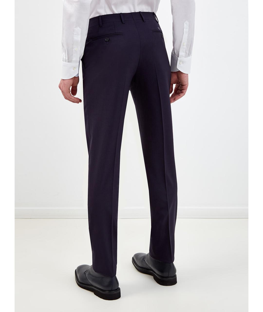 CANALI Синие шерстяные повседневные брюки, фото 4