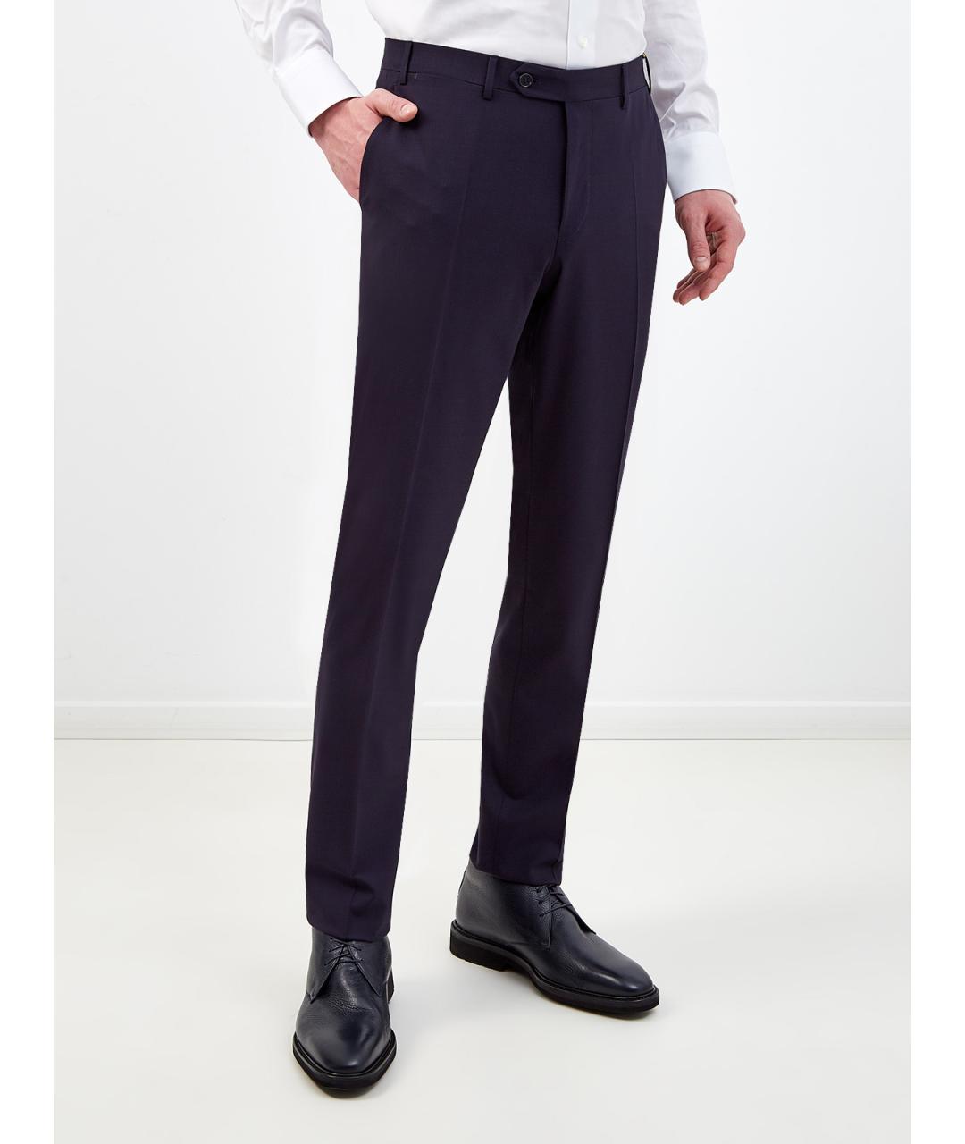 CANALI Синие шерстяные повседневные брюки, фото 3