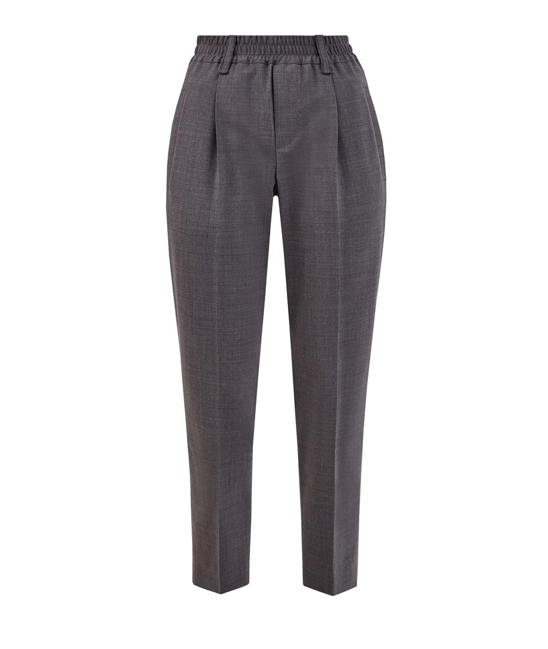 BRUNELLO CUCINELLI Серые шерстяные прямые брюки, фото 1