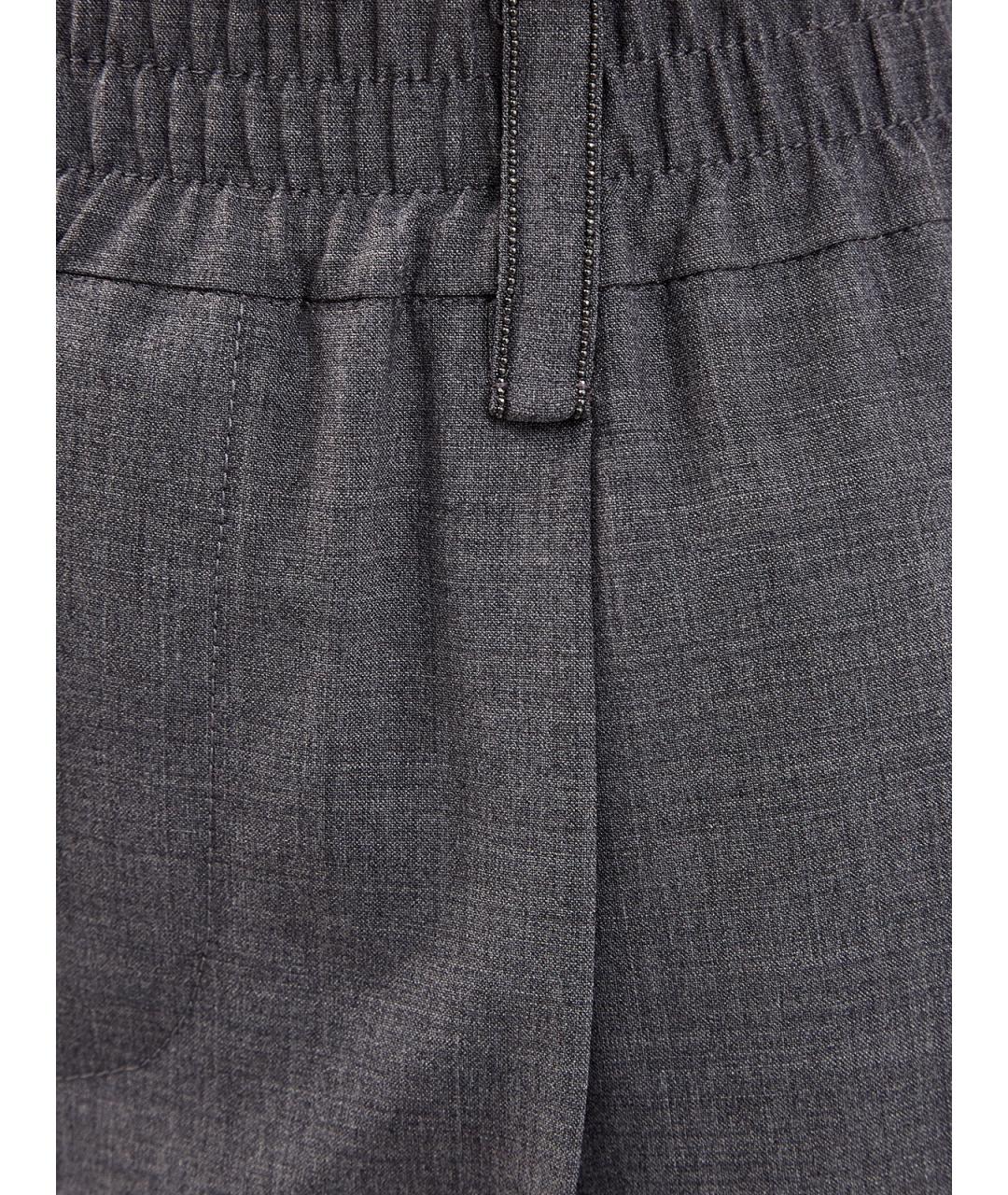 BRUNELLO CUCINELLI Серые шерстяные прямые брюки, фото 5