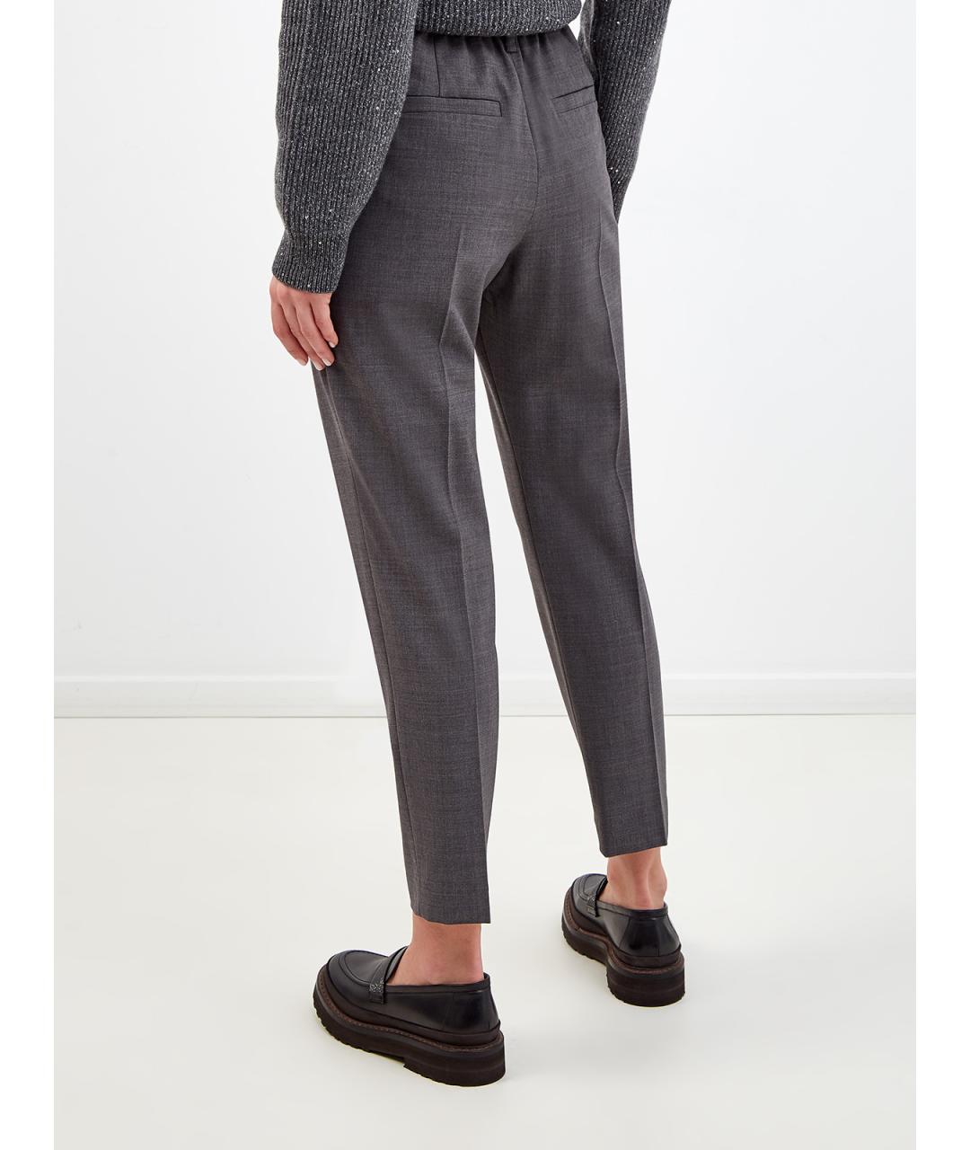 BRUNELLO CUCINELLI Серые шерстяные прямые брюки, фото 4