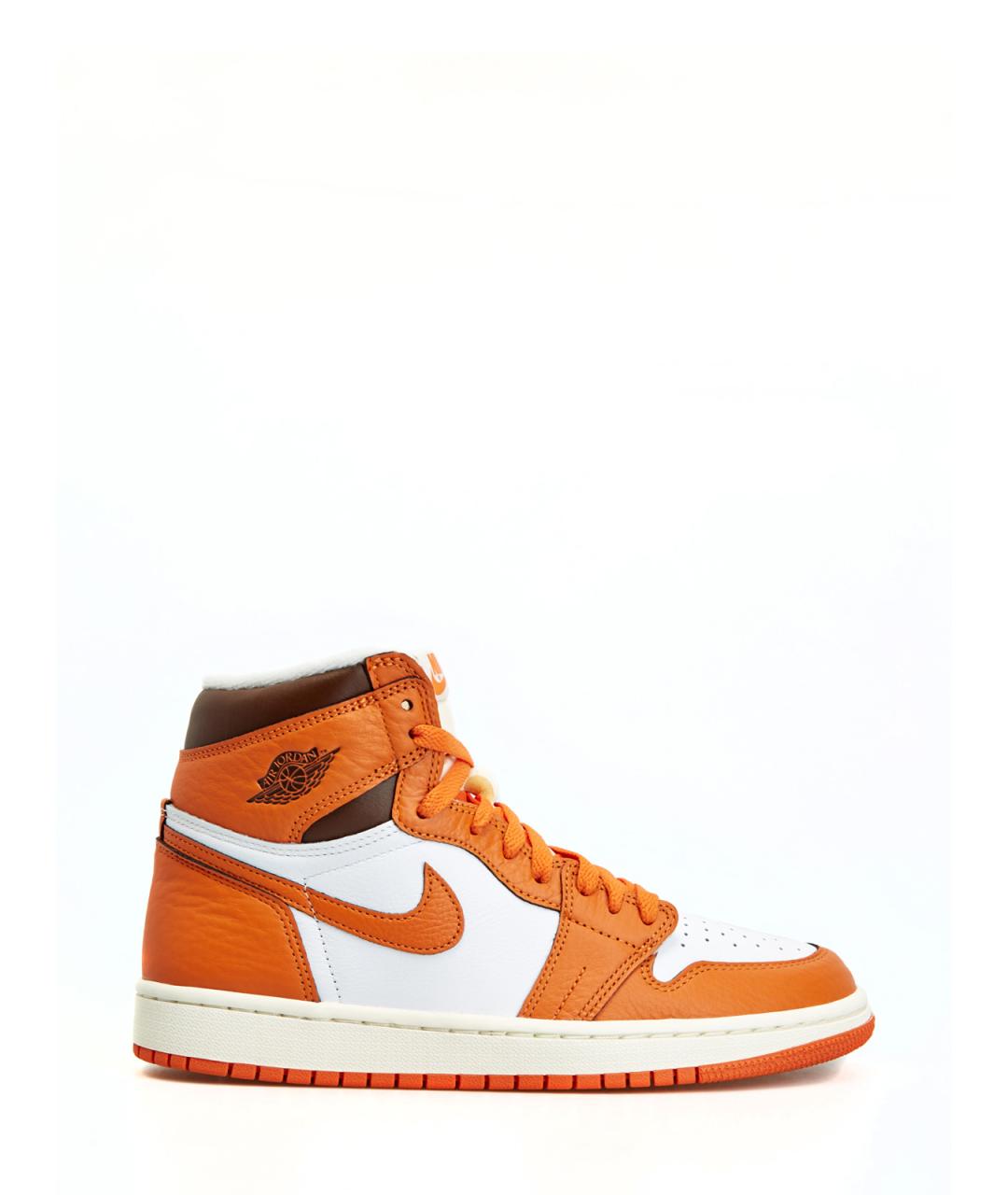JORDAN Оранжевое кожаные высокие кроссовки / кеды, фото 1