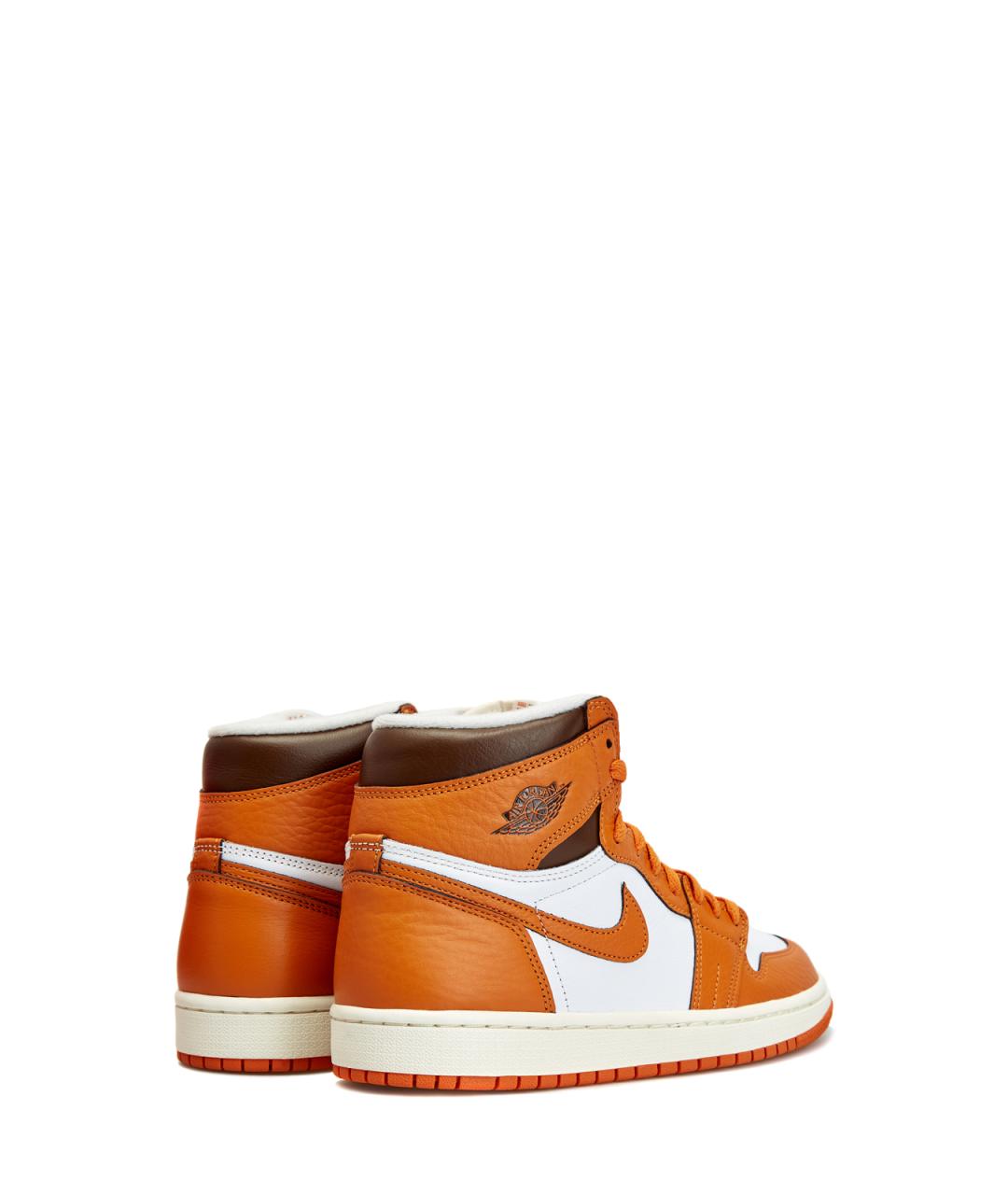 JORDAN Оранжевое кожаные высокие кроссовки / кеды, фото 2