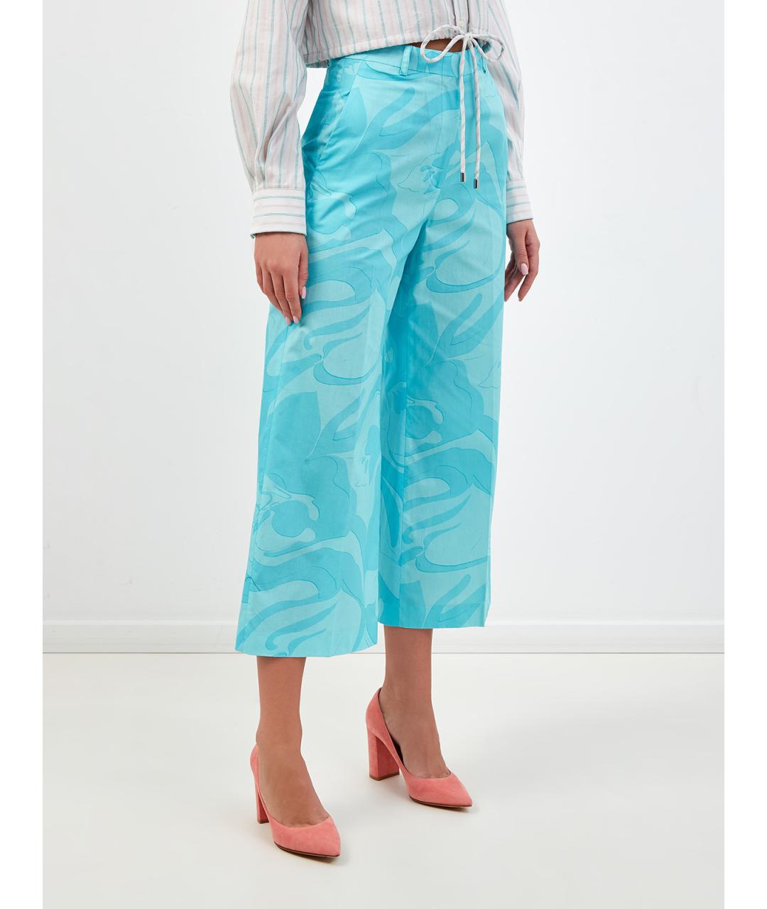 ETRO Голубые хлопковые прямые брюки, фото 3