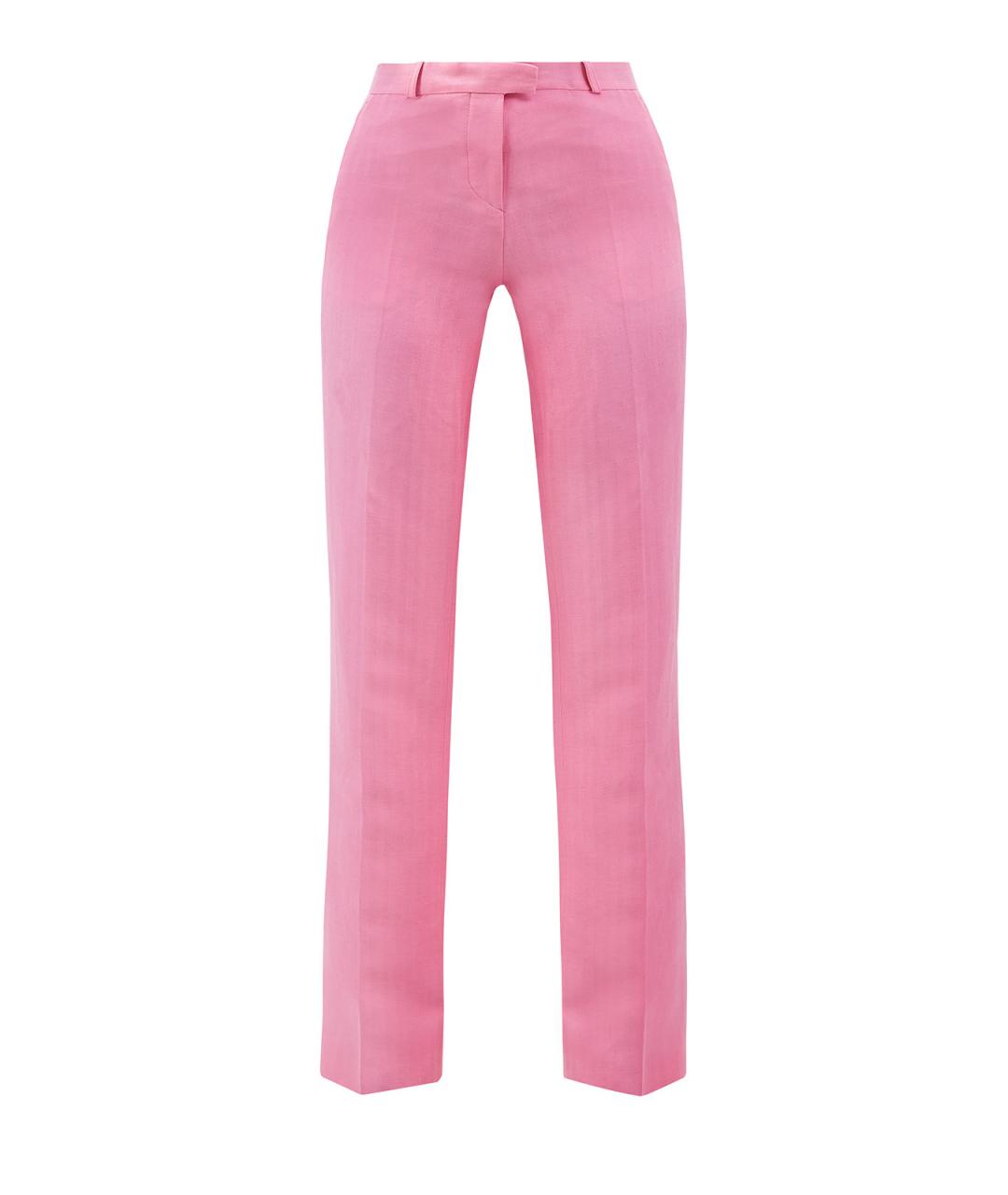 ETRO Розовые льняные прямые брюки, фото 1