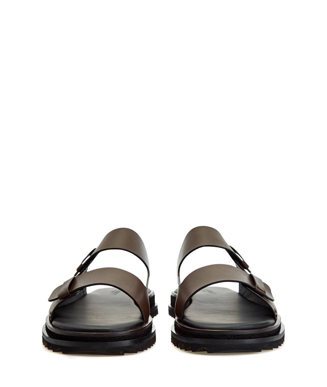 BARRETT Коричневые кожаные шлепанцы, фото 5