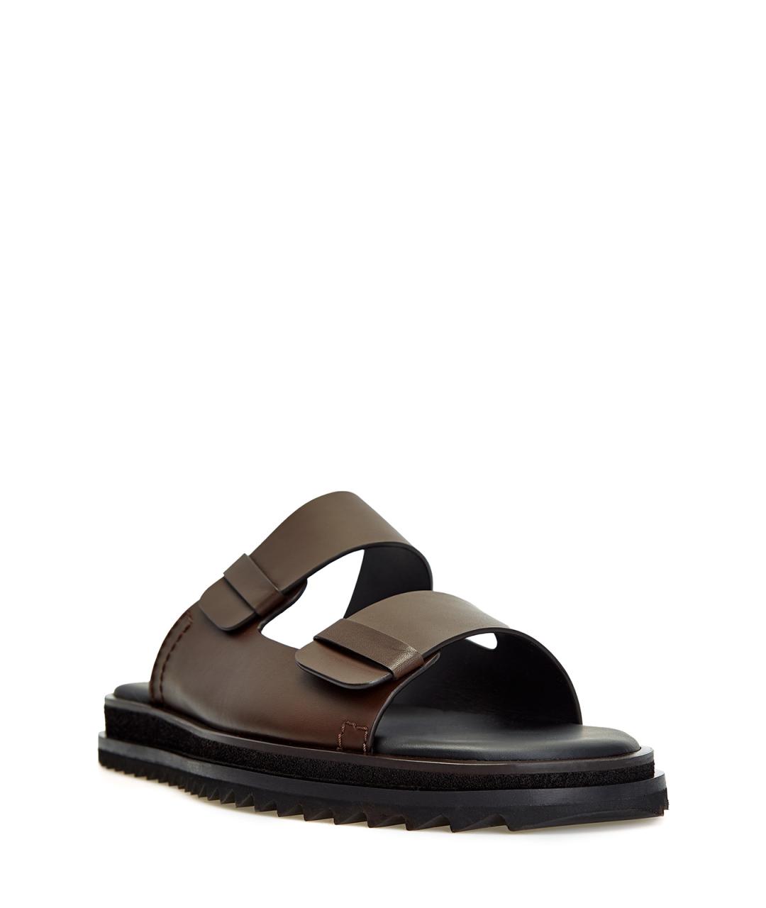 BARRETT Коричневые кожаные шлепанцы, фото 2