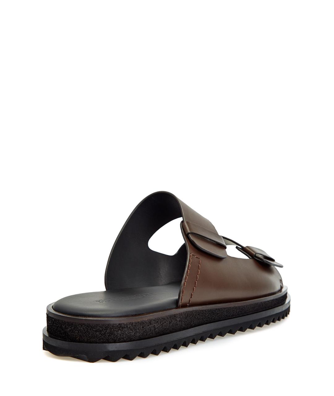 BARRETT Коричневые кожаные шлепанцы, фото 3