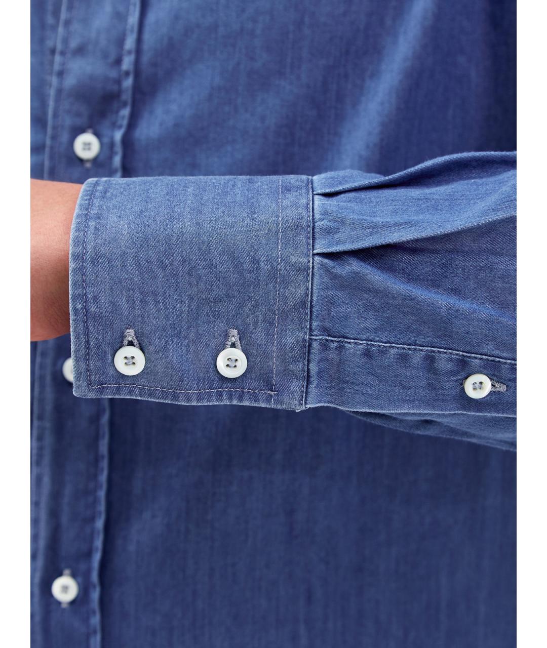 BRUNELLO CUCINELLI Синяя хлопковая кэжуал рубашка, фото 5