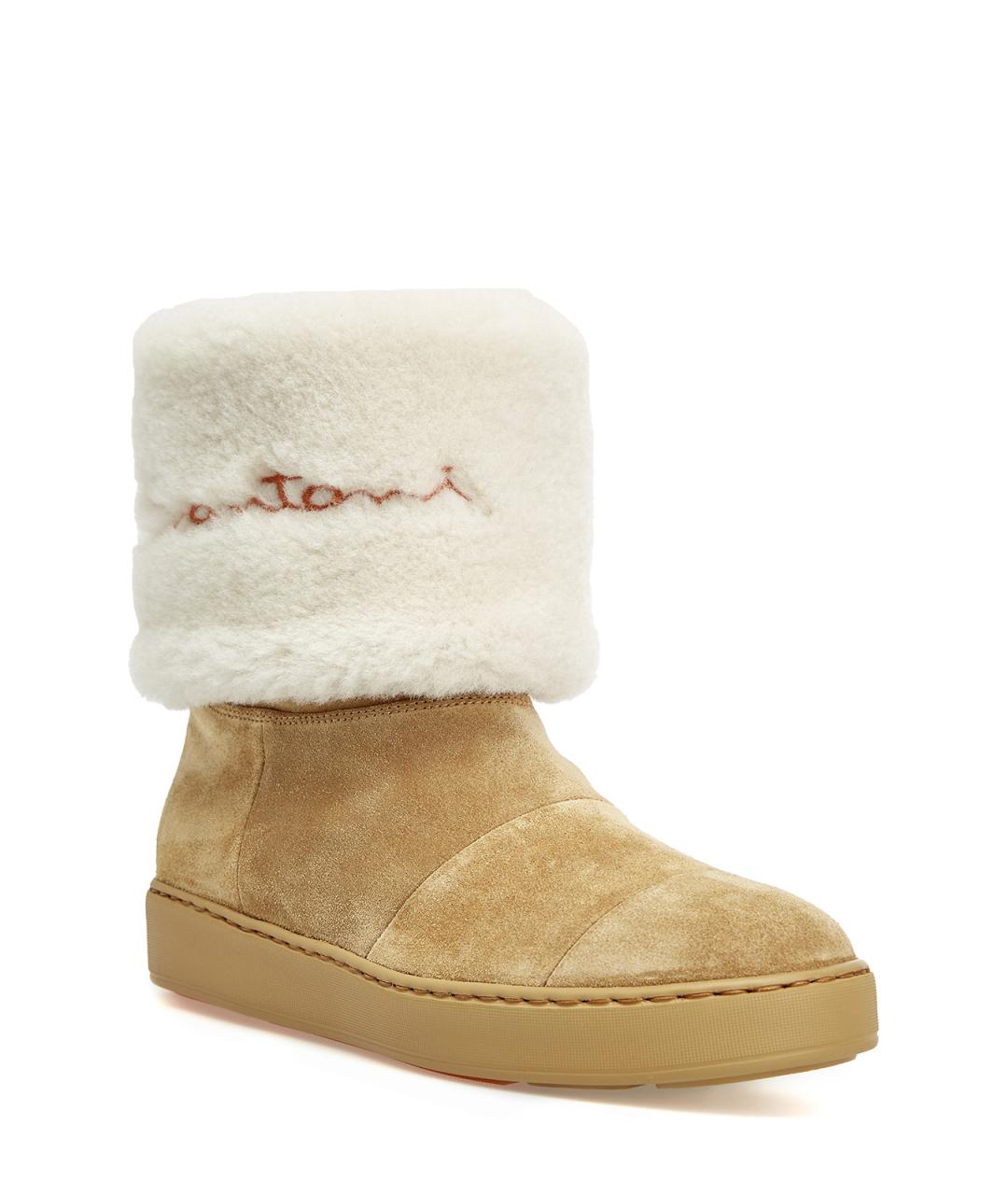 SANTONI Бежевые замшевые ботинки, фото 2