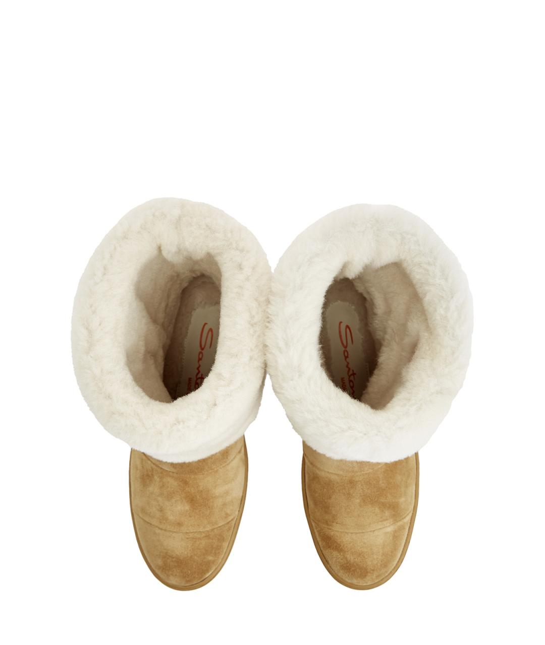 SANTONI Бежевые замшевые ботинки, фото 4