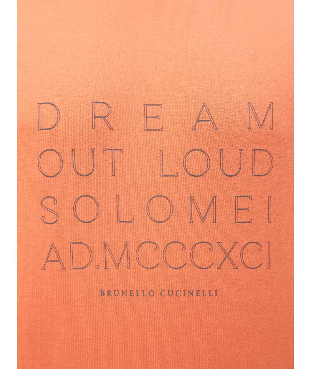 BRUNELLO CUCINELLI Оранжевая хлопковая футболка, фото 5