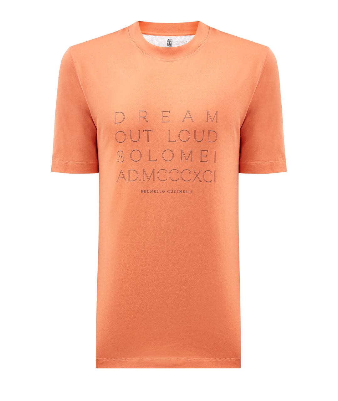 BRUNELLO CUCINELLI Оранжевая хлопковая футболка, фото 1