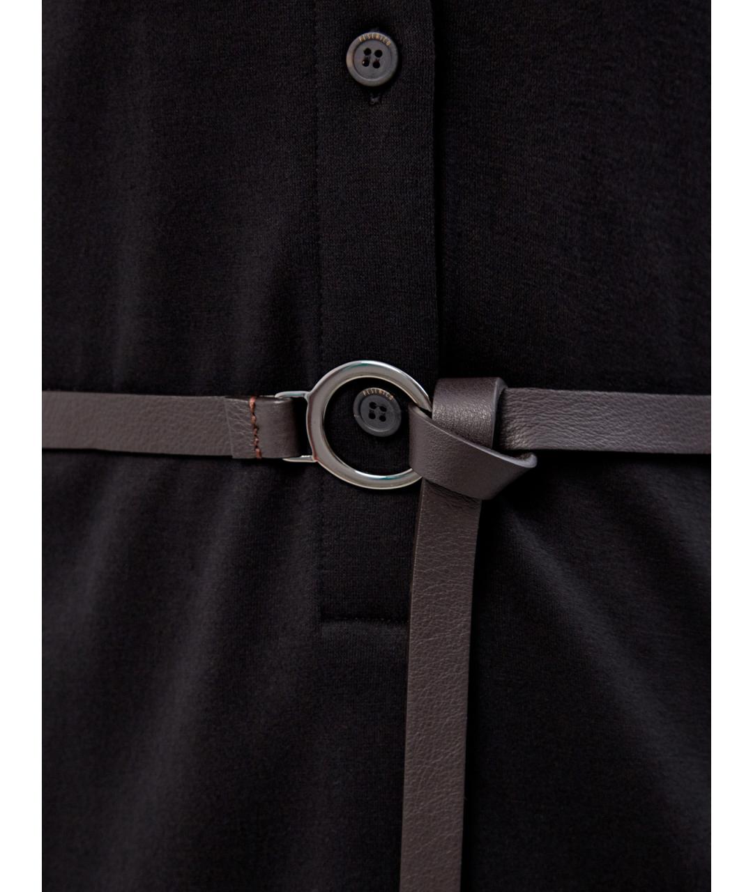 PESERICO Черное вискозное повседневное платье, фото 5