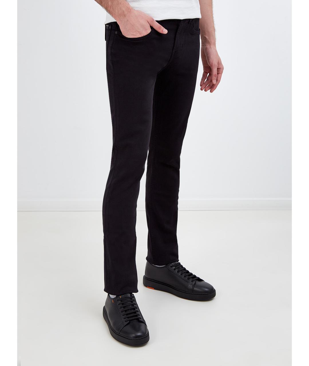 7 FOR ALL MANKIND Черные хлопковые прямые джинсы, фото 3