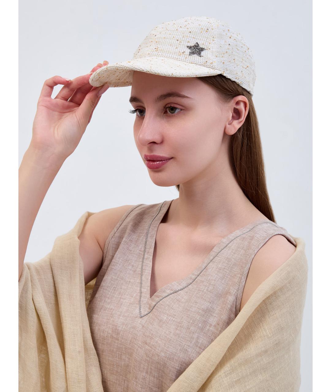 LORENA ANTONIAZZI Бежевая хлопковая кепка, фото 2