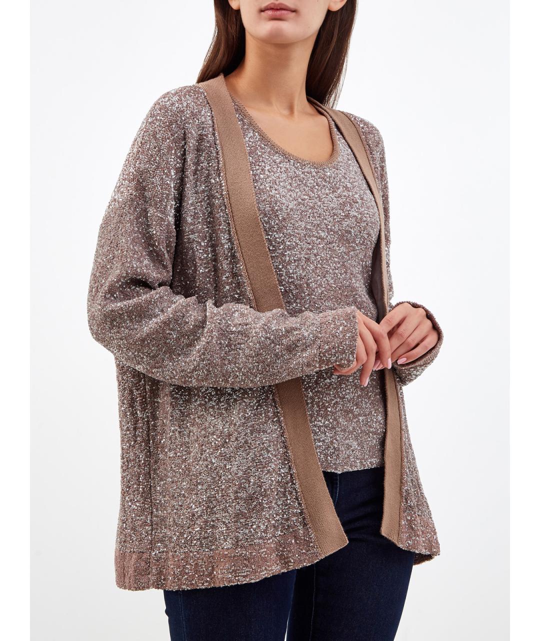 FABIANA FILIPPI Коричневый полиамидовый кардиган, фото 3