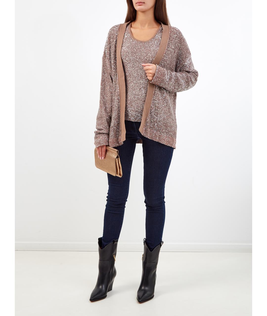 FABIANA FILIPPI Коричневый полиамидовый кардиган, фото 2