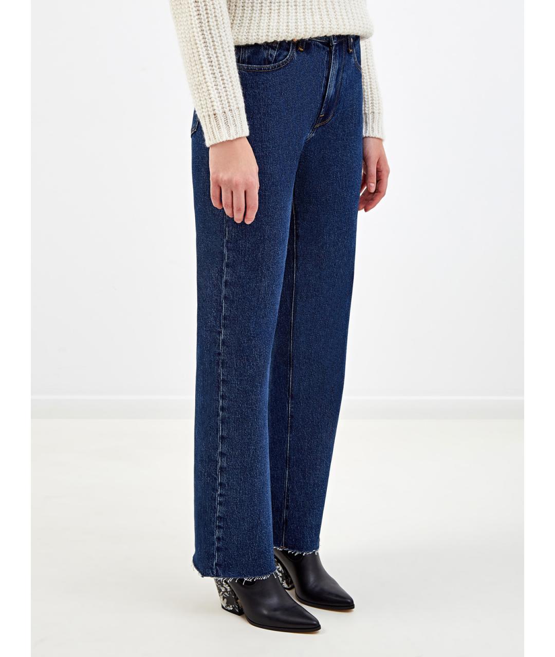 7 FOR ALL MANKIND Синие хлопковые прямые джинсы, фото 3