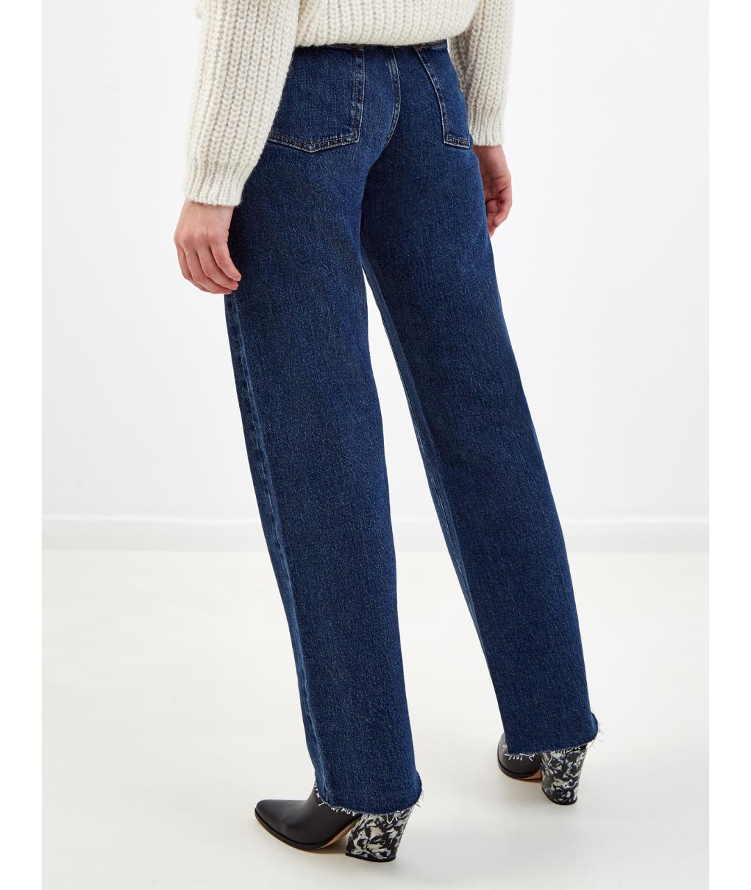 7 FOR ALL MANKIND Синие хлопковые прямые джинсы, фото 4