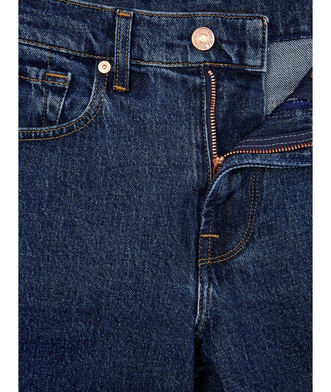 7 FOR ALL MANKIND Синие хлопковые прямые джинсы, фото 5