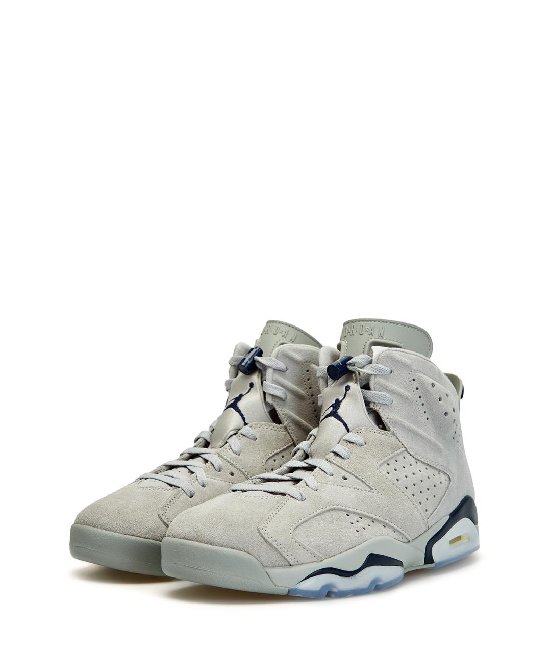 JORDAN Серые замшевые высокие кроссовки / кеды, фото 2