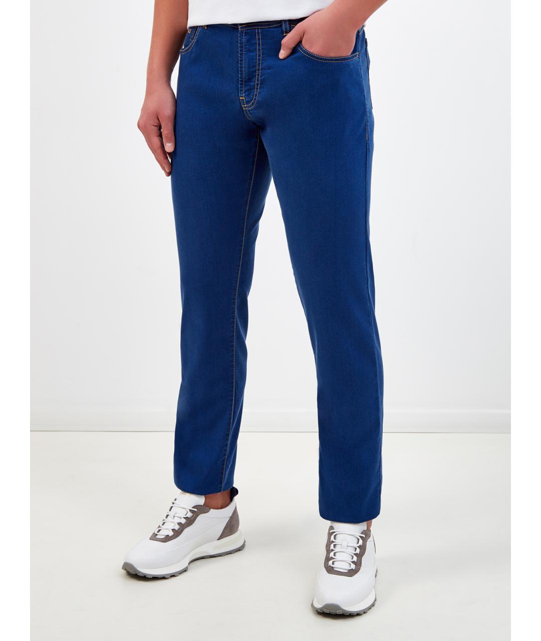 CANALI Синие прямые джинсы, фото 3