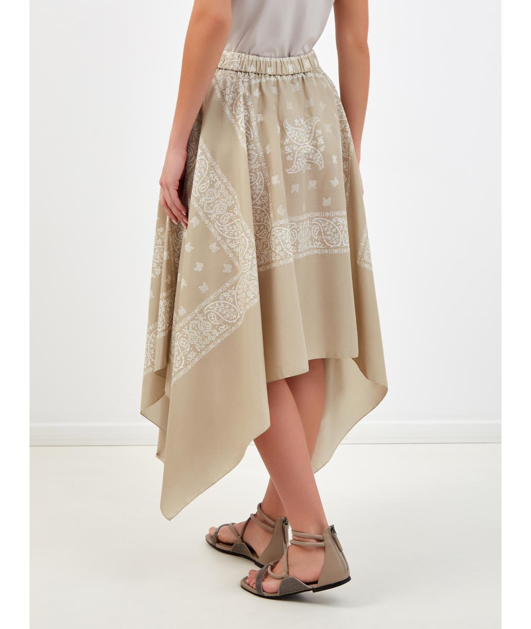 FABIANA FILIPPI Бежевая хлопковая юбка миди, фото 4