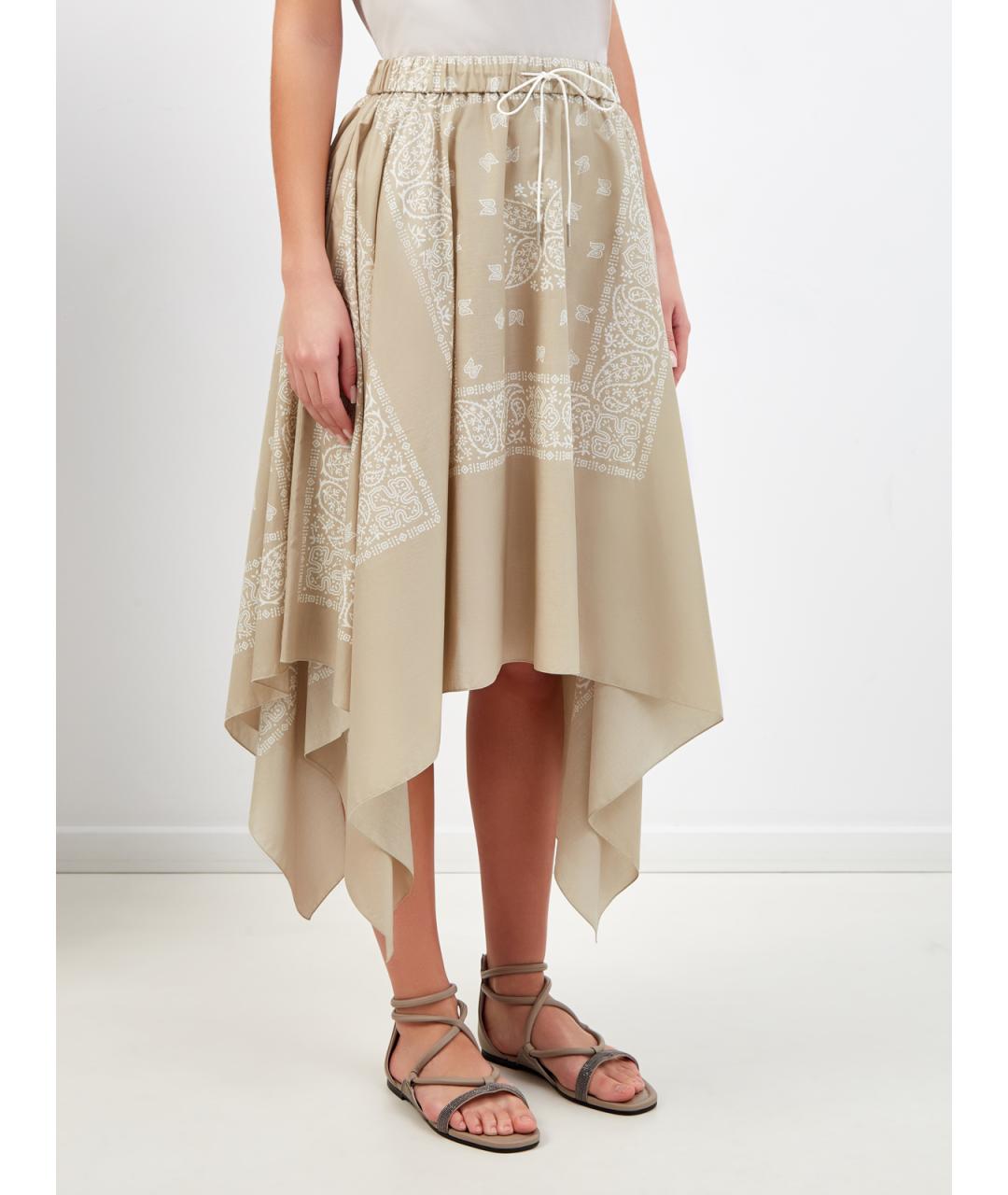 FABIANA FILIPPI Бежевая хлопковая юбка миди, фото 3