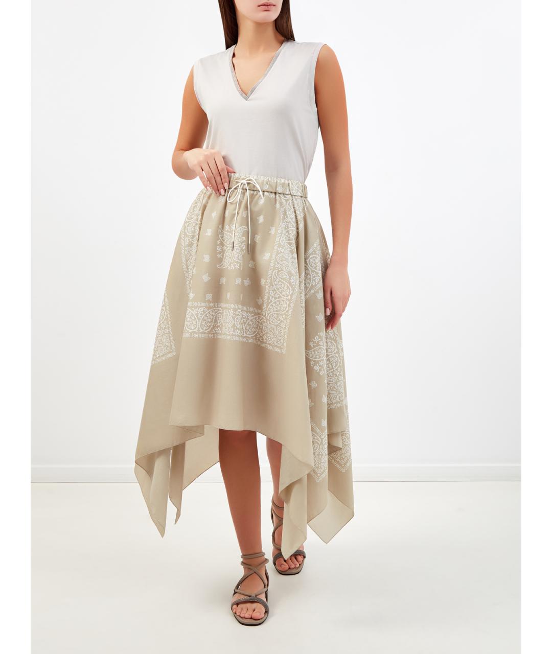 FABIANA FILIPPI Бежевая хлопковая юбка миди, фото 2