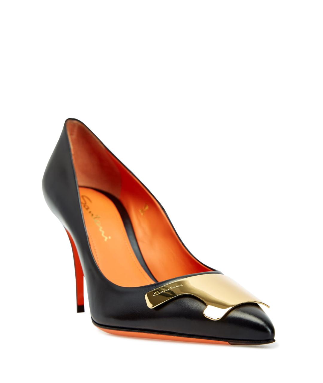 SANTONI Черные кожаные туфли, фото 3