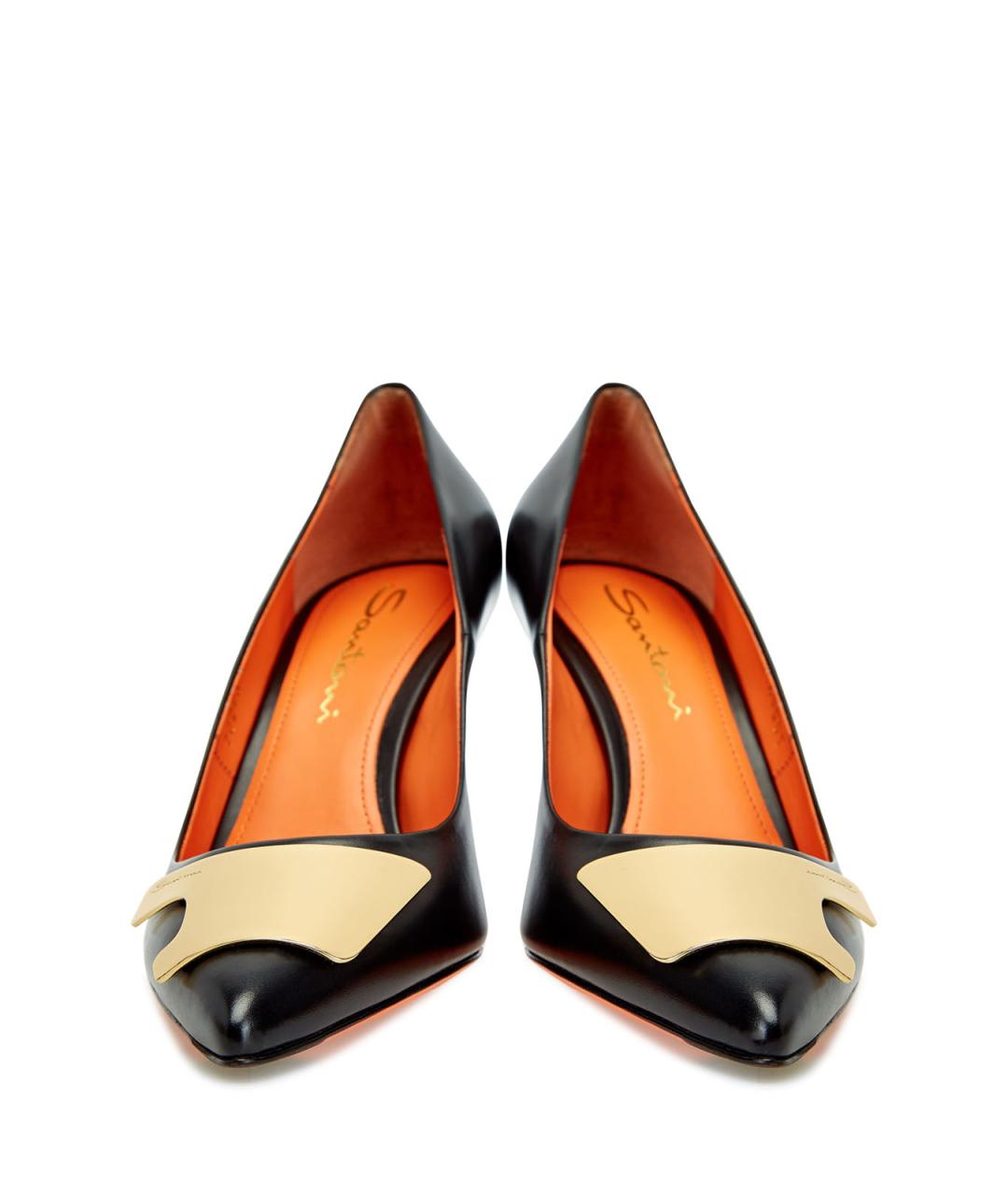 SANTONI Черные кожаные туфли, фото 6