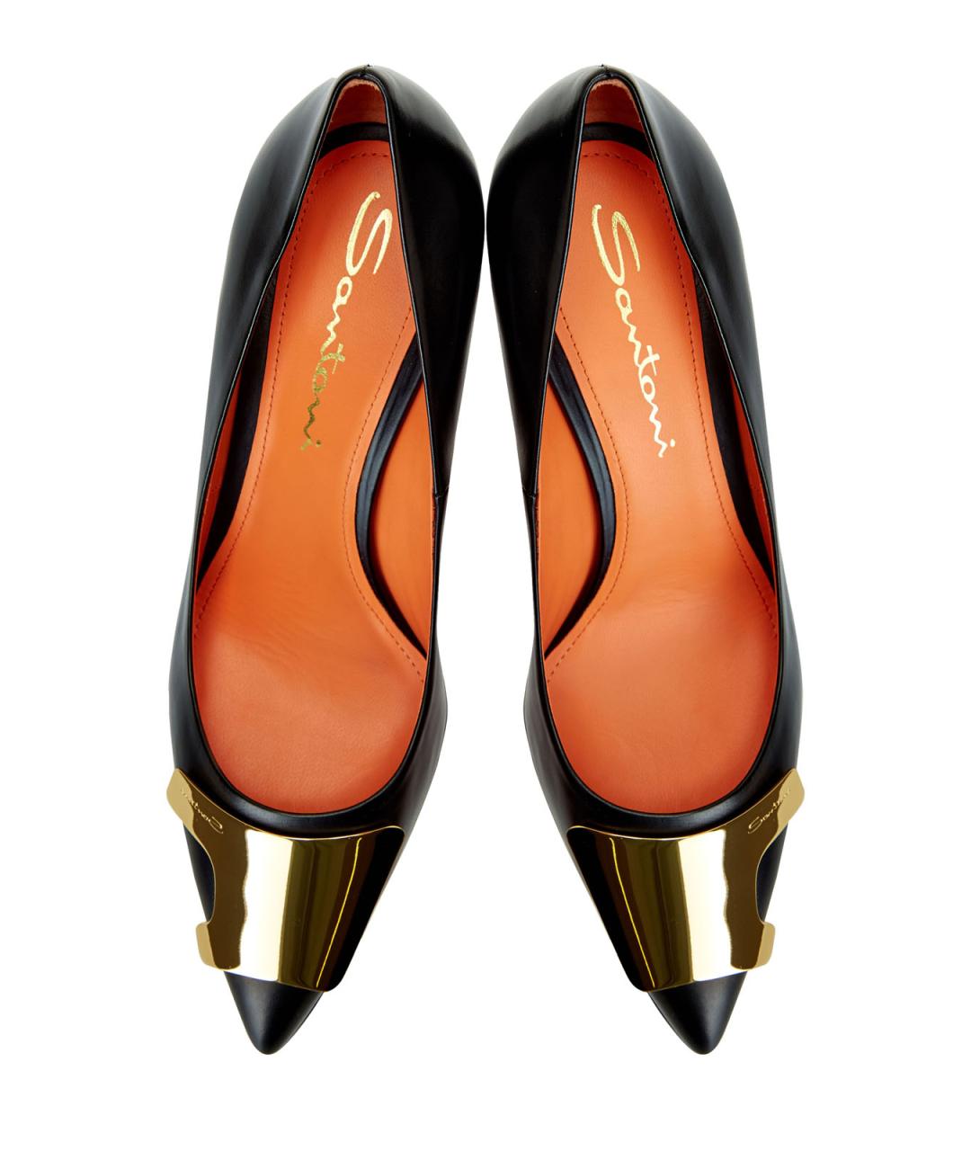 SANTONI Черные кожаные туфли, фото 5