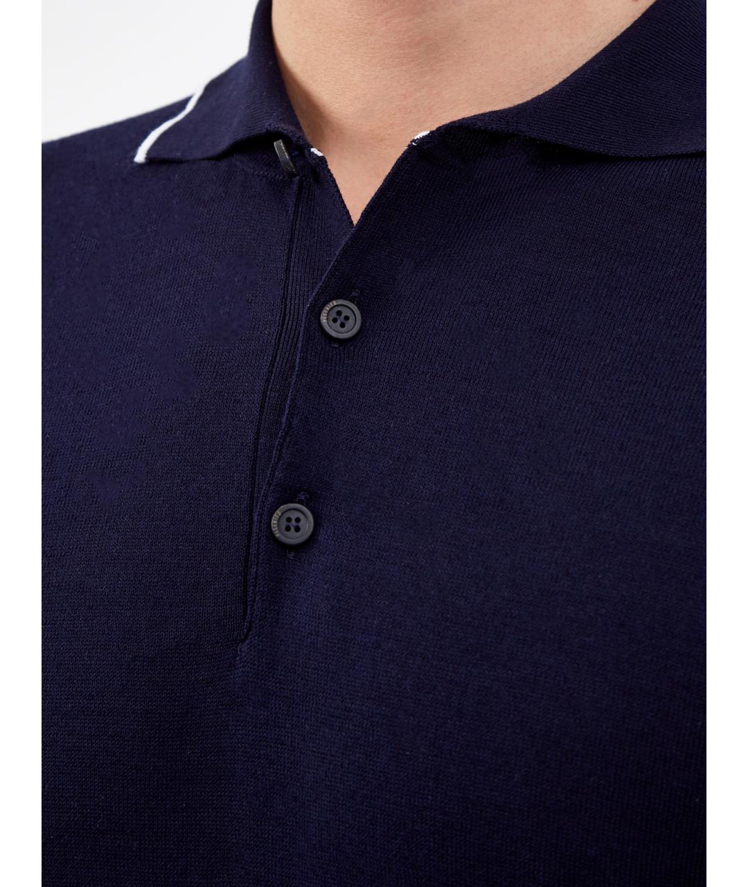 PESERICO Синее хлопковое поло с коротким рукавом, фото 5
